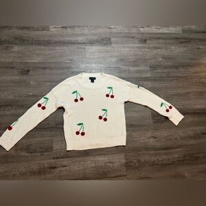 Cynthia Rowley Cherry Embroidered Knit Sweater S